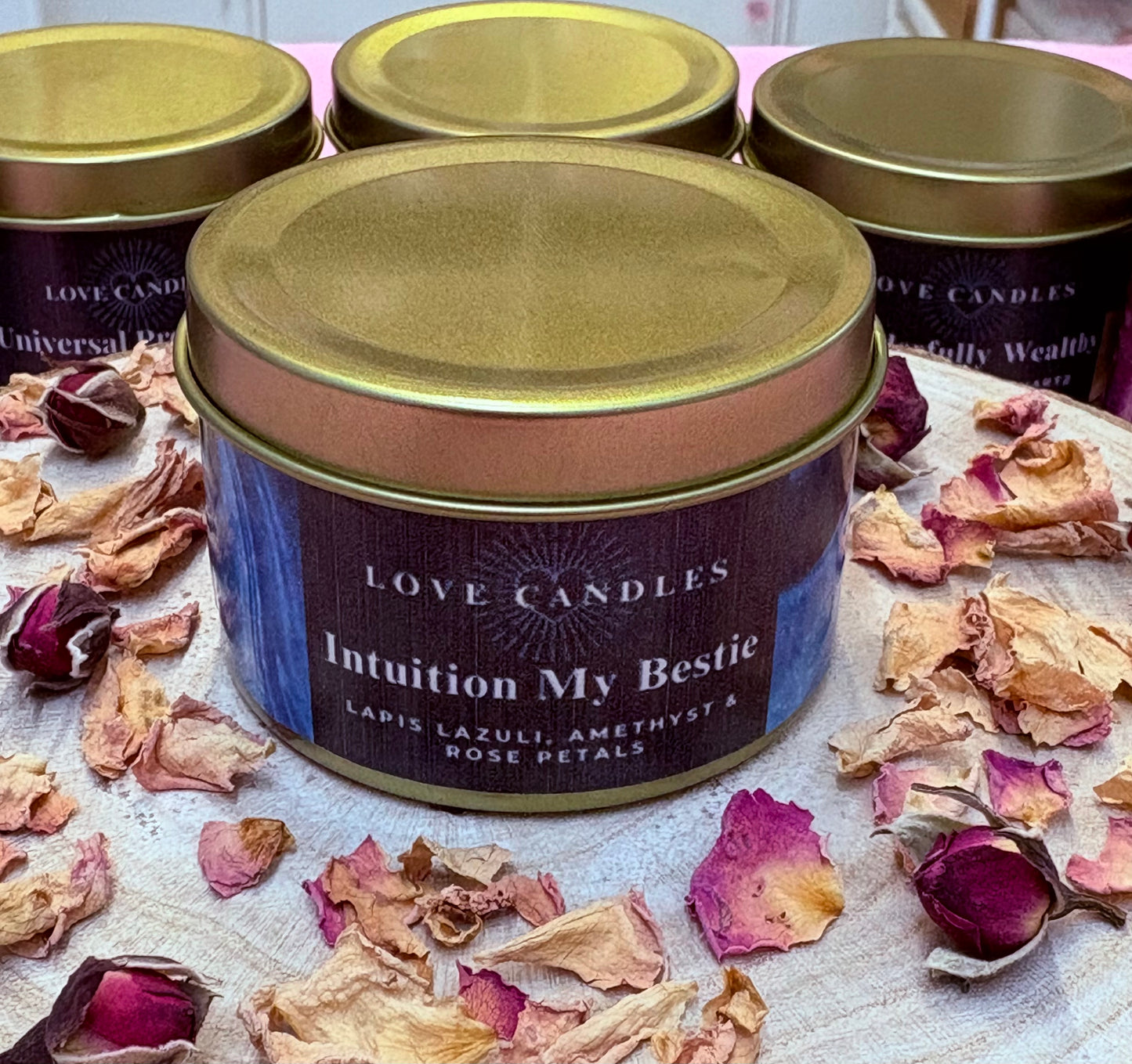 Intuition Crystal Candle – Lapis Lazuli & Amethyst | Hand-Poured Soy Wax