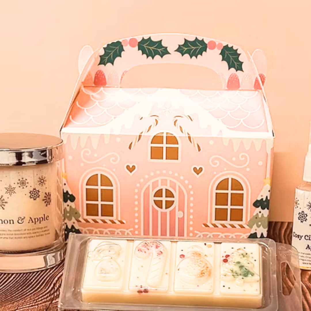 Gingerbread House Gift Set with - Candle, Wax Melt and Room Spray - Love Candles