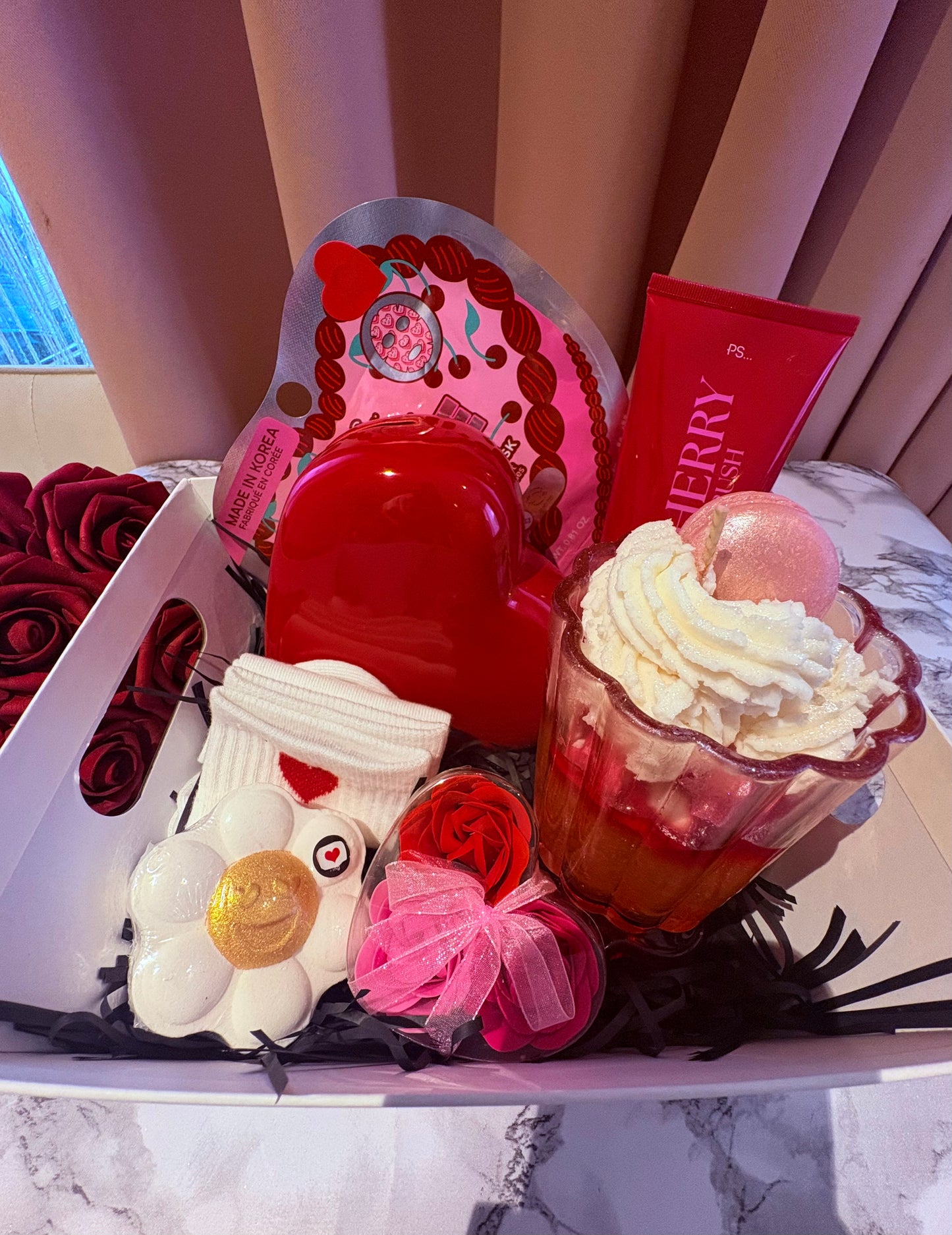 Valentines Pamper Box with Candle and Self Care Products