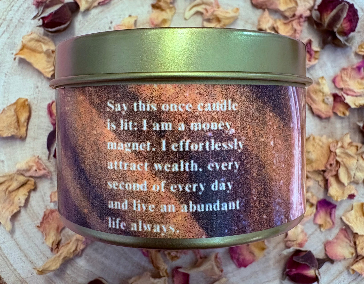 Wonderfully Wealthy Crystal Candle – Citrine, Tiger’s Eye, Green Aventurine & Clear Quartz | Soy Wax