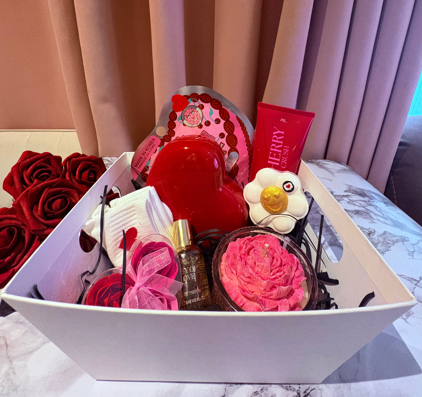 Valentines Pamper Box with Candle and Self Care Products