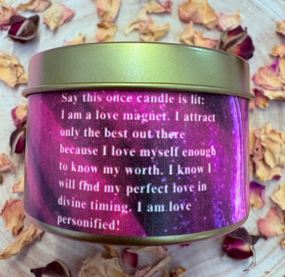 Love Magnet Crystal Candle – Rose Quartz & Clear Quartz | Hand-Poured Soy Wax Candle