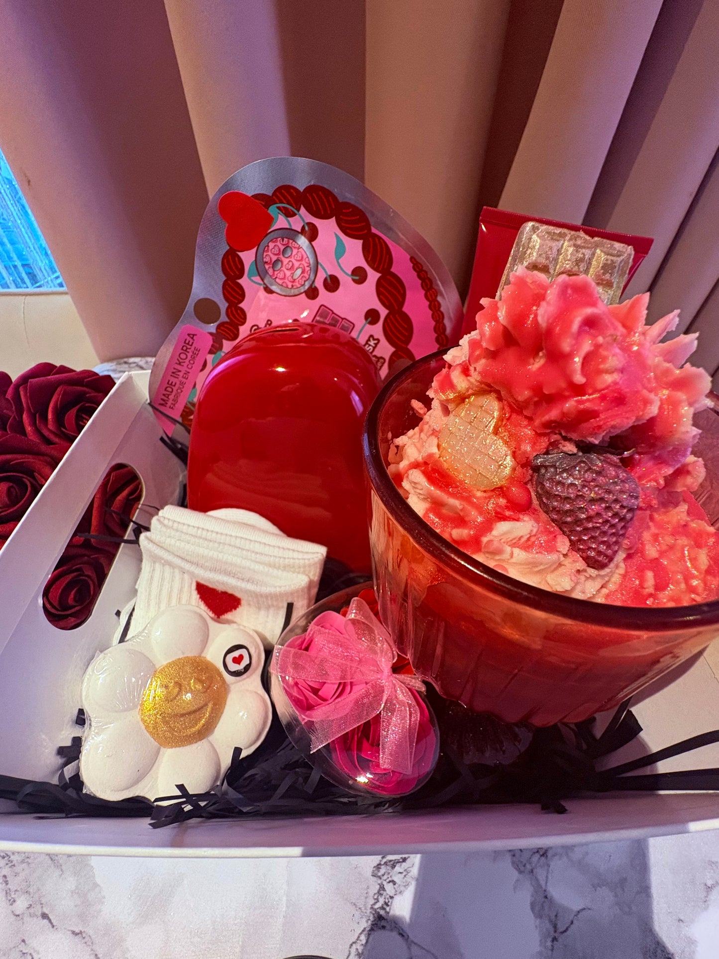 Valentines Pamper Box with Candle and Self Care Products