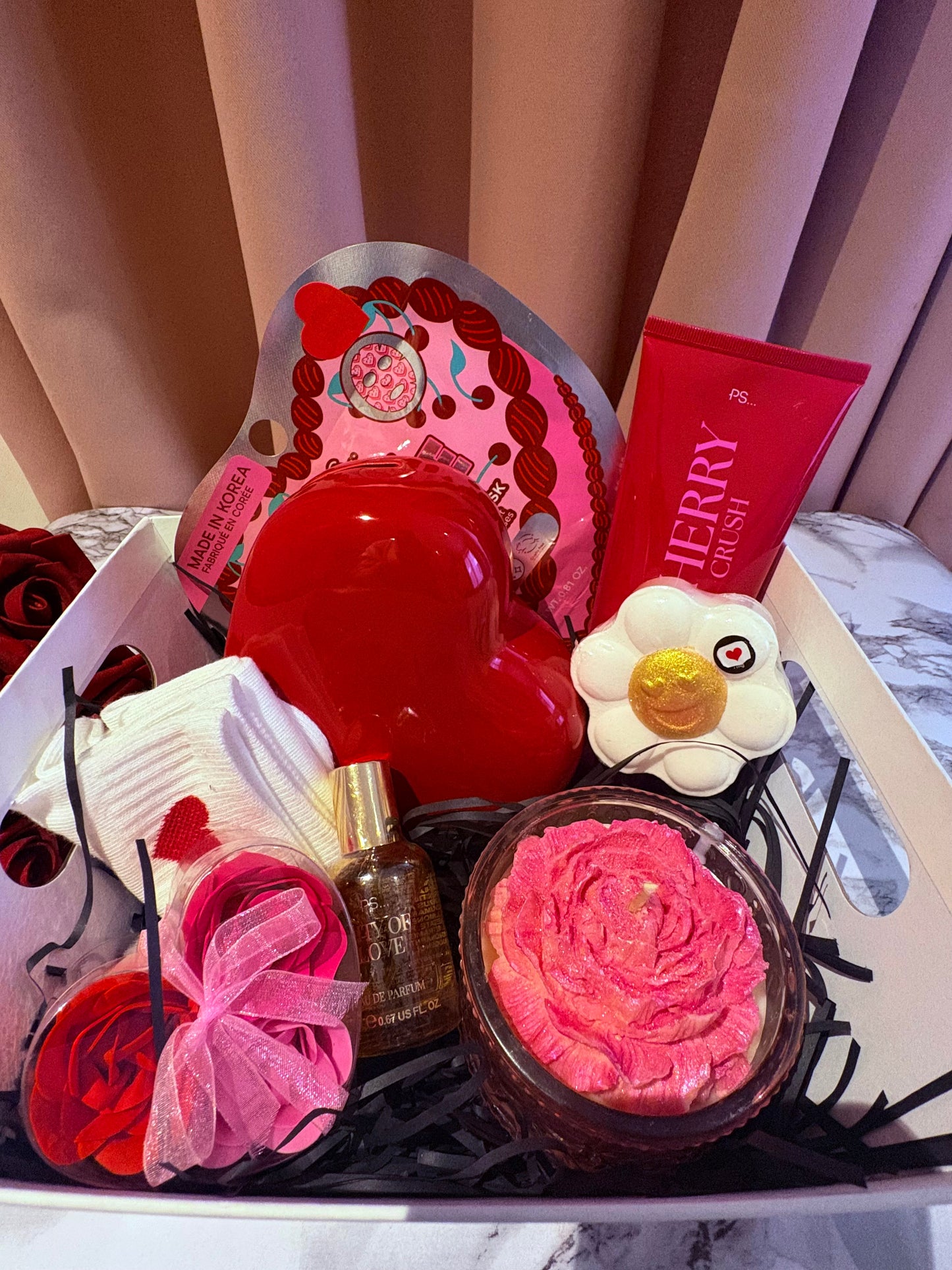 Valentines Pamper Box with Candle and Self Care Products