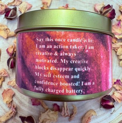 Energy Infuser Crystal Candle – Carnelian & Clear Quartz | Hand-Poured Soy Wax Candle